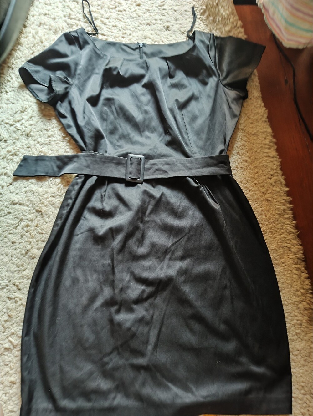 Naf Naf Little Classic Black Belted Dress Satin Timeless